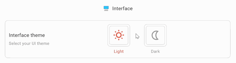 Interface switching between Light and Dark mode