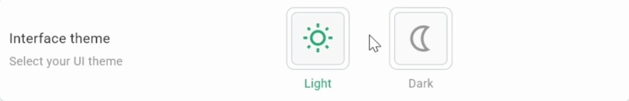 Interface switching between Light and Dark mode