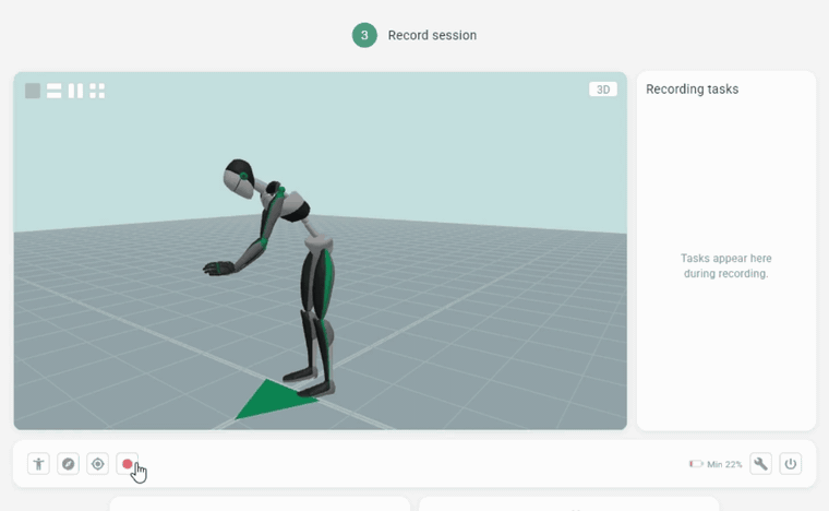Pressing Start marker and Stop marker during a recording, after which the task appears in the Recording tasks panel