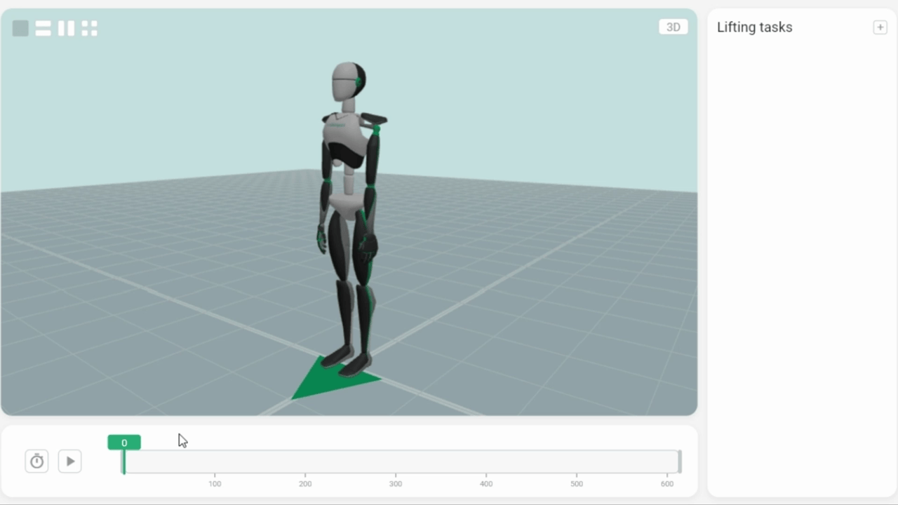 Creating a lifting task by selecting a frame range on the timeline